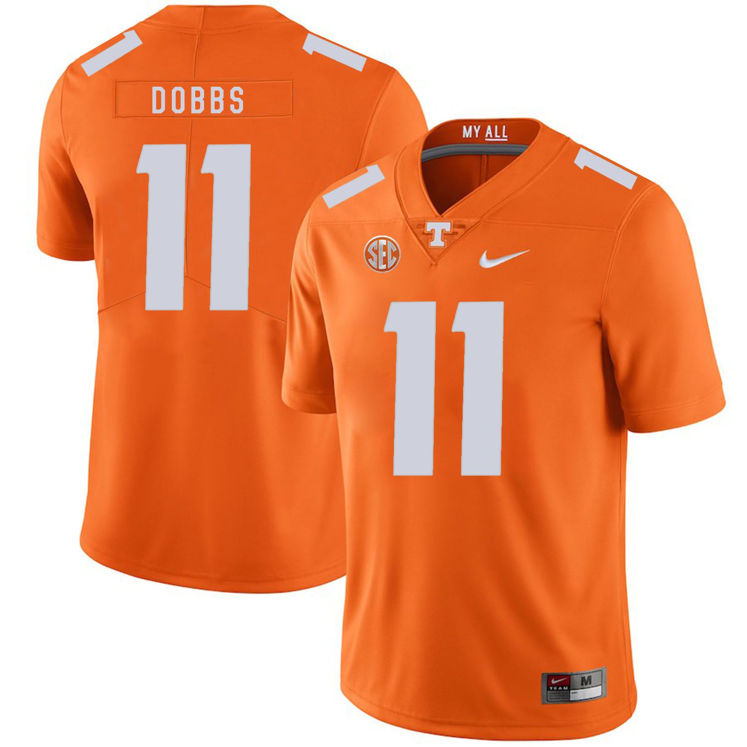 Men Tennessee Volunteers #11 Dobbs Orange Customized NCAA Jerseys->customized ncaa jersey->Custom Jersey
